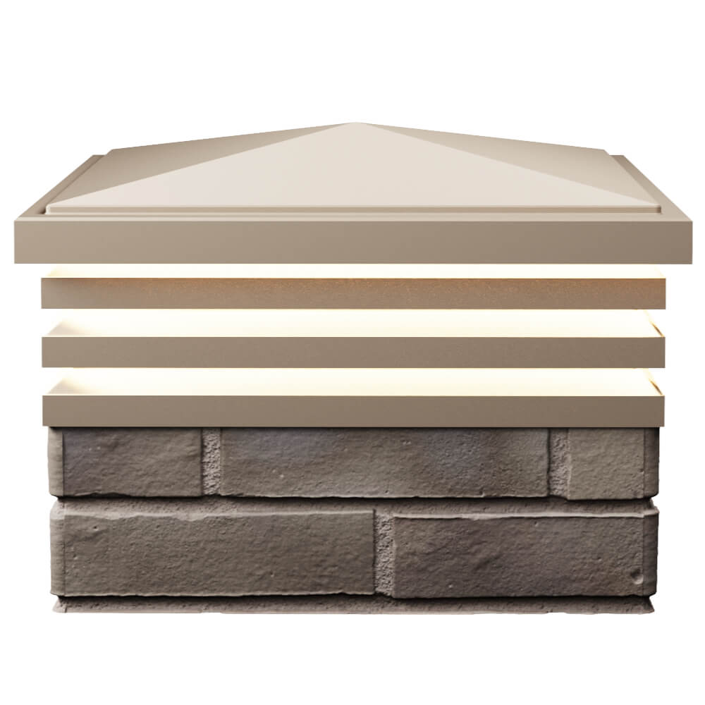 Колпак Zking Бона ХайТек Бежевый на столб 1.5х1.5 кирпича (385х385мм) с подсветкой в Светлограде фото
