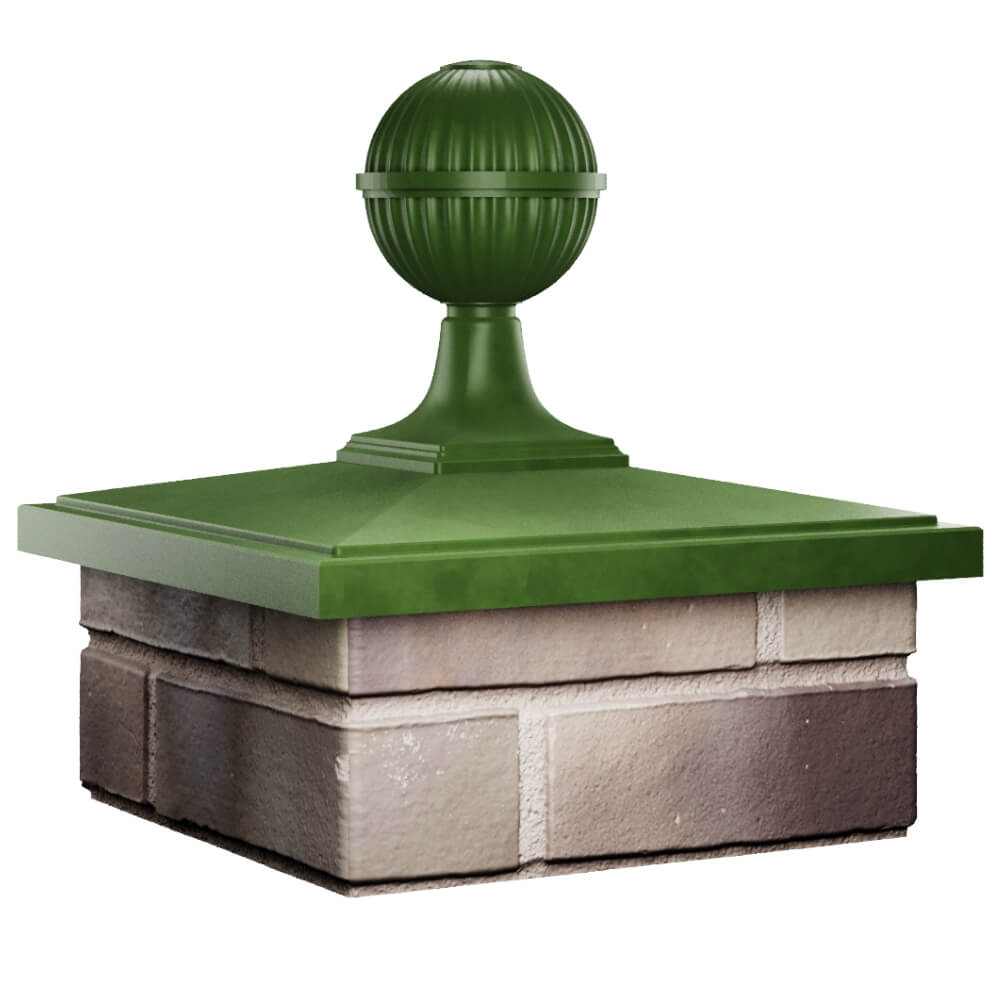 Колпак Zking БонаМоно Зеленый с шаром на столб 1.5х1.5 кирпича (385х385, 400х400мм) в сборе в Светлограде фото