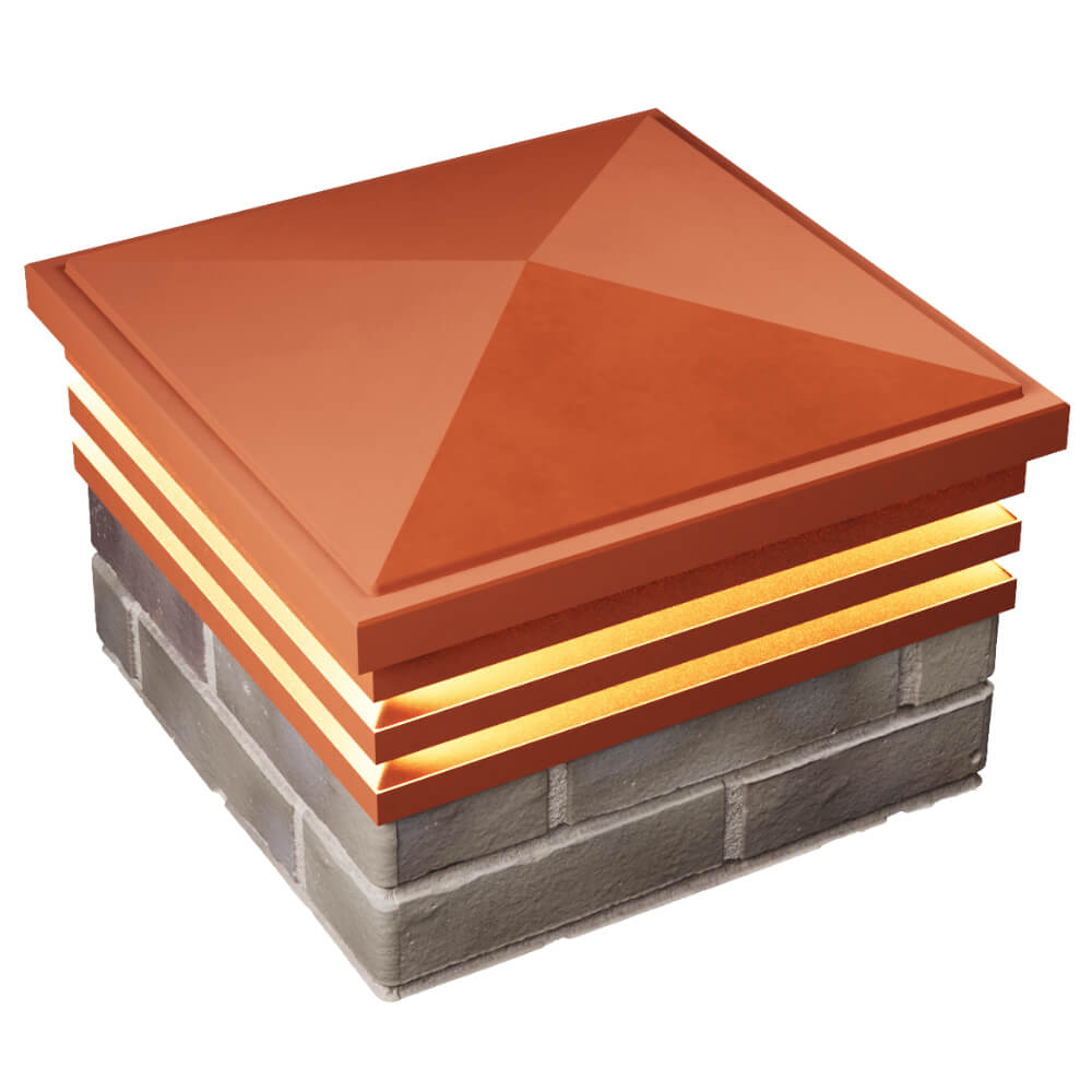 Колпак Zking Бона ХайТек Красный на столб 1.5х1.5 кирпича (385х385мм) с подсветкой в Светлограде фото