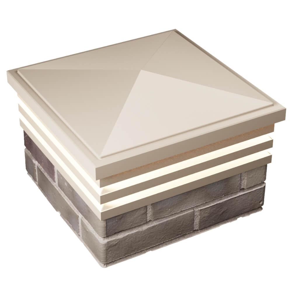 Колпак Zking Бона ХайТек Бежевый на столб 1.5х1.5 кирпича (385х385мм) с подсветкой в Светлограде фото