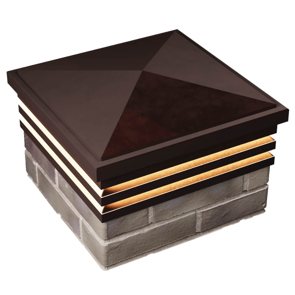 Колпак Zking Бона ХайТек Коричневый на столб 1.5х1.5 кирпича (385х385мм) с подсветкой в Светлограде фото