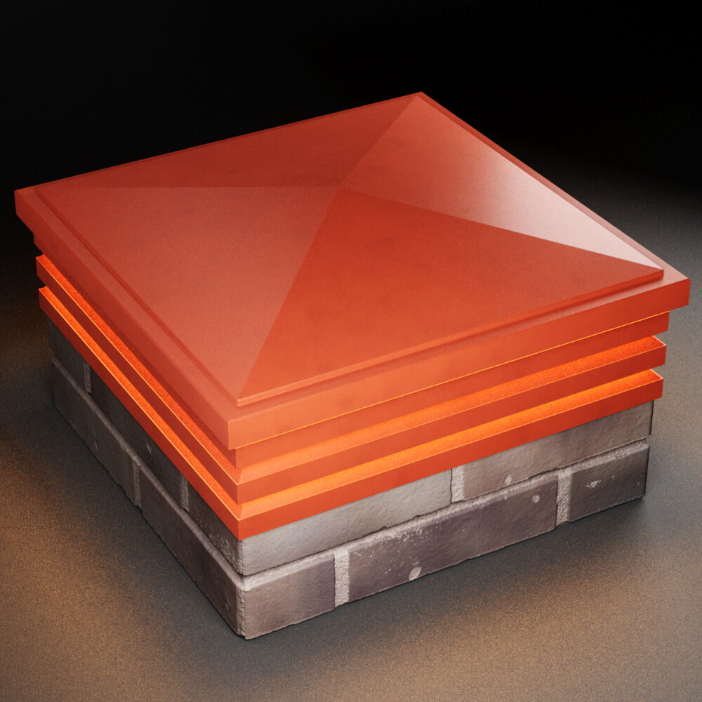 Колпак Zking Бона ХайТек Красный на столб 2х2 кирпича (513х513мм) с подсветкой в Светлограде фото