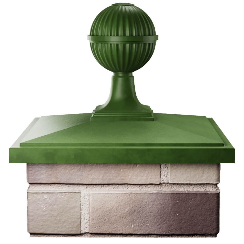 Колпак Zking БонаМоно Зеленый с шаром на столб 1.5х1.5 кирпича (385х385, 400х400мм) в сборе Светлоград фото