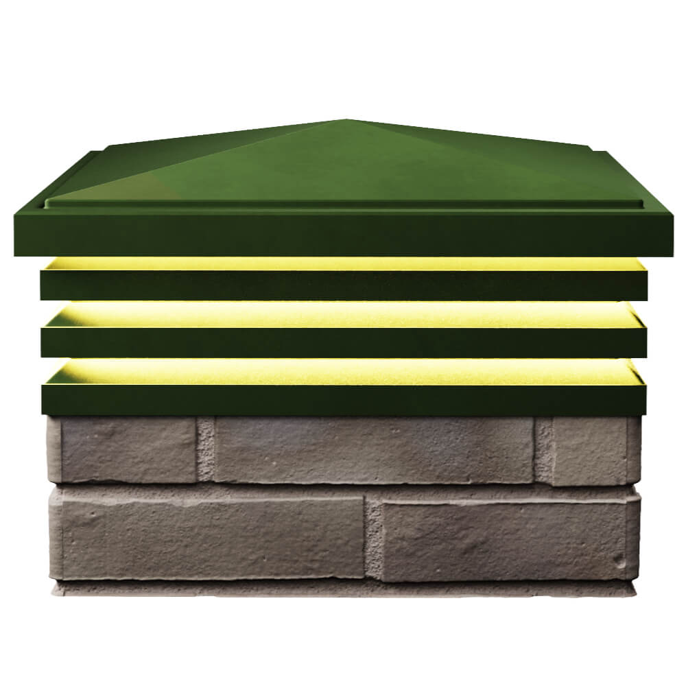 Колпак Zking Бона ХайТек Зеленый на столб 1.5х1.5 кирпича (385х385мм) с подсветкой в Светлограде фото