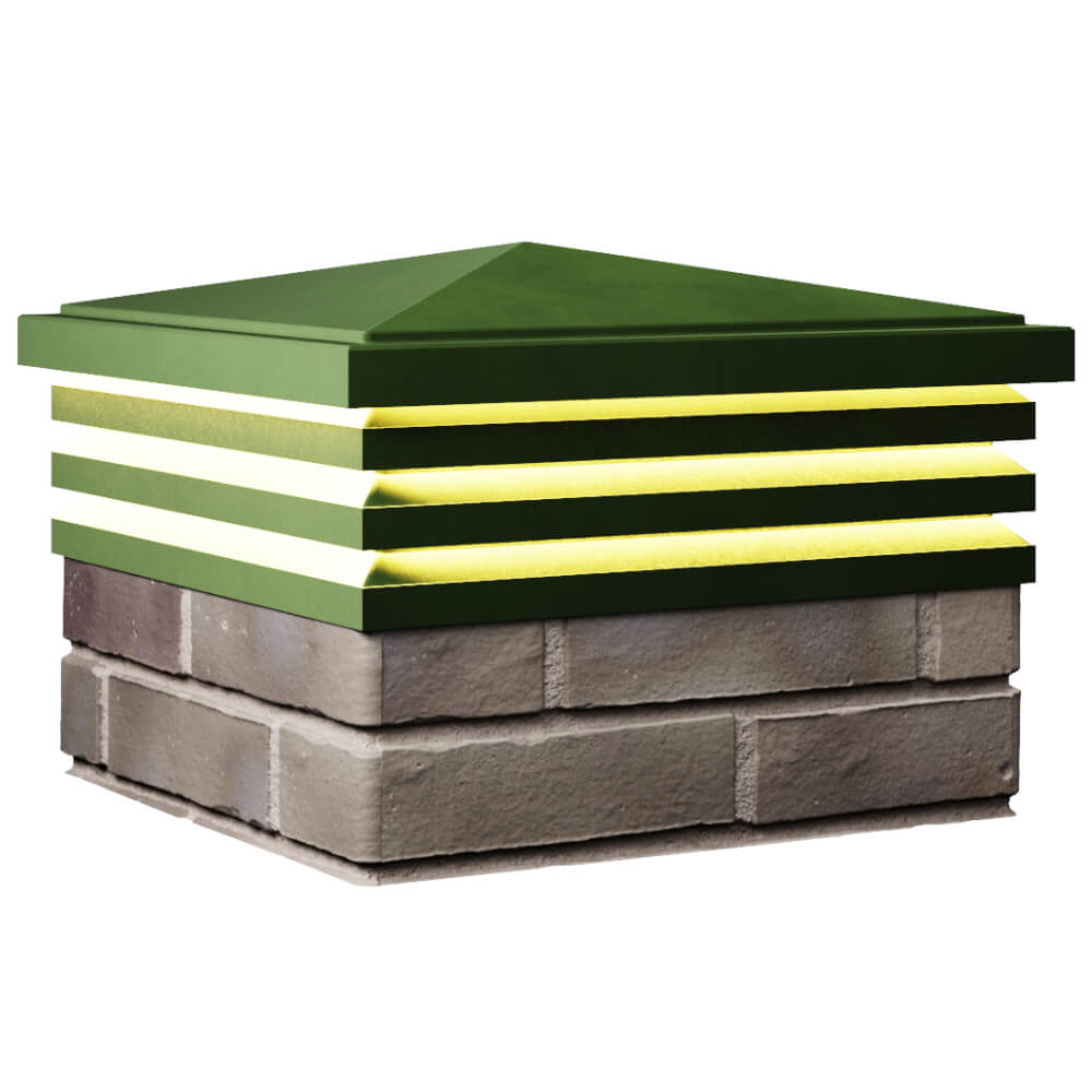 Колпак Zking Бона ХайТек Зеленый на столб 1.5х1.5 кирпича (385х385мм) с подсветкой в Светлограде фото