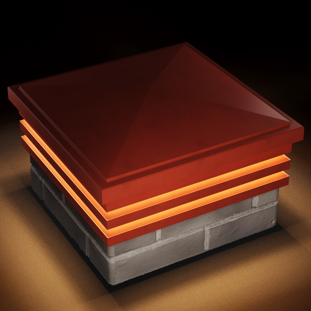 Колпак Zking Бона ХайТек Красный на столб 1.5х1.5 кирпича (385х385мм) с подсветкой в Светлограде фото