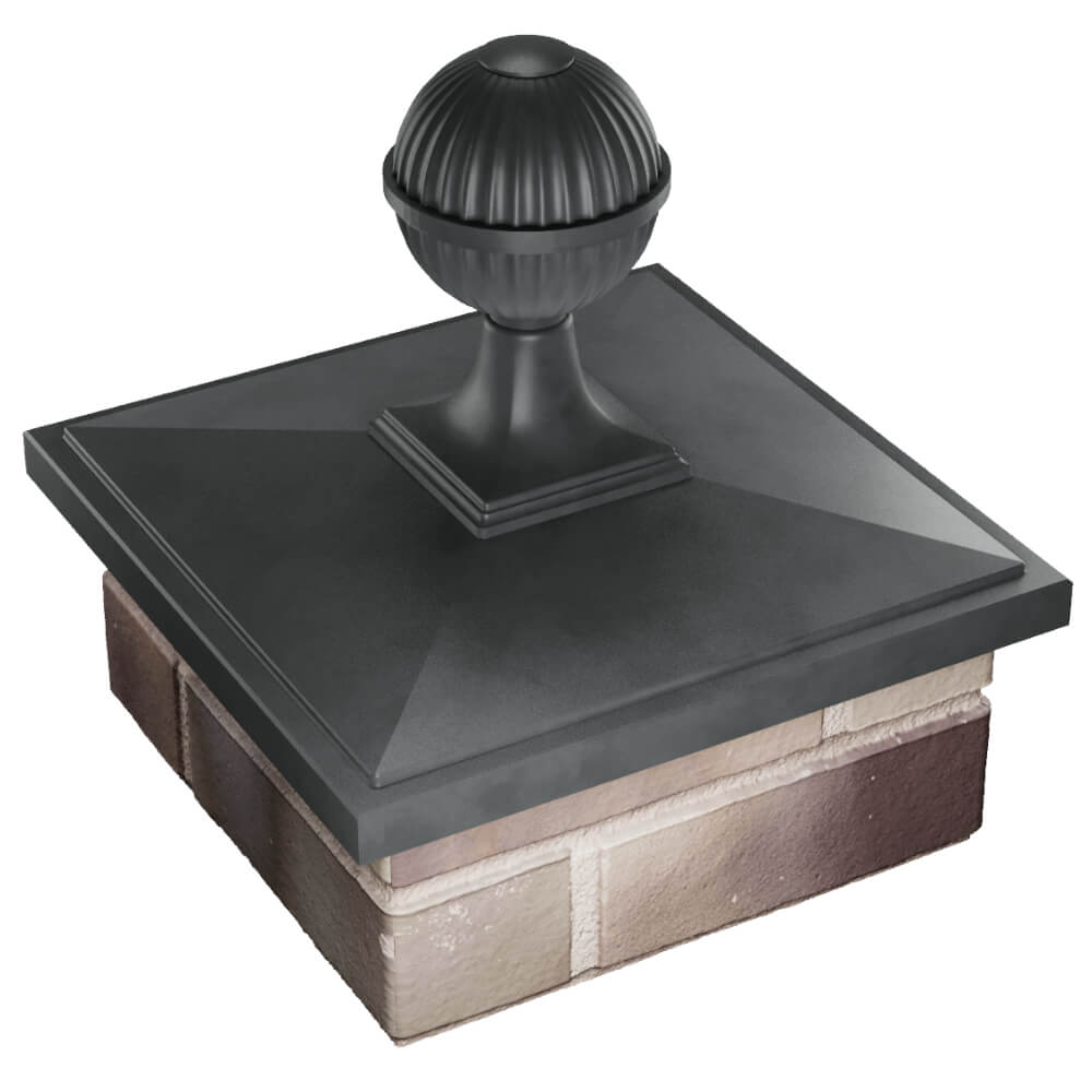 Колпак Zking БонаМоно Серый с шаром на столб 1.5х1.5 кирпича (385х385, 400х400мм) в сборе в Светлограде фото