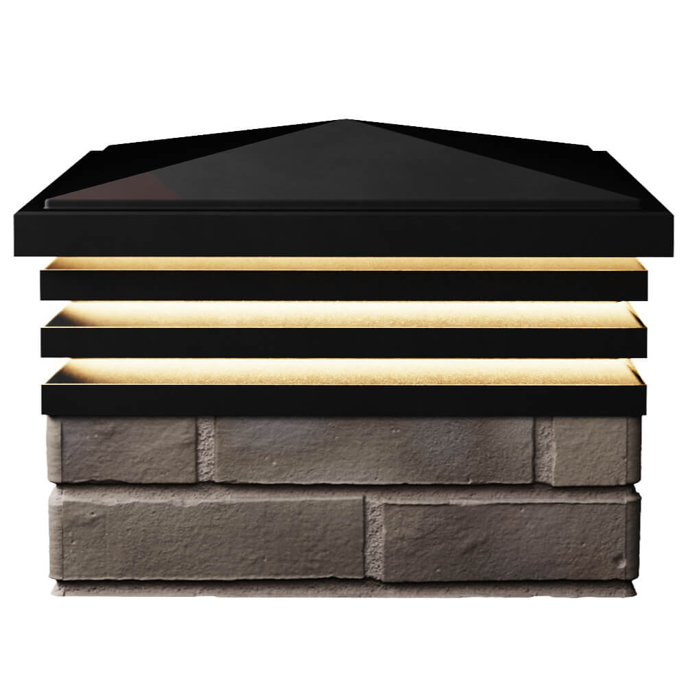 Колпак Zking Бона ХайТек Черный на столб 1.5х1.5 кирпича (385х385мм) с подсветкой в Светлограде фото