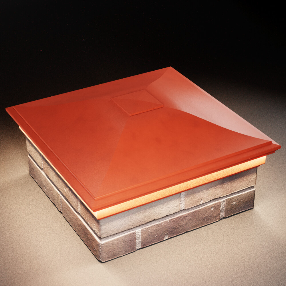 Колпак Zking Монблан Красный на столб 2х2 кирпича (515х515мм) c подсветкой в Светлограде фото