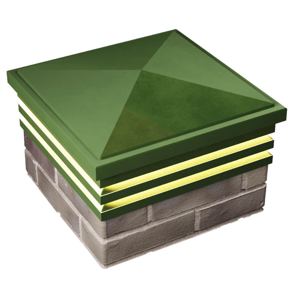 Колпак Zking Бона ХайТек Зеленый на столб 1.5х1.5 кирпича (385х385мм) с подсветкой в Светлограде фото