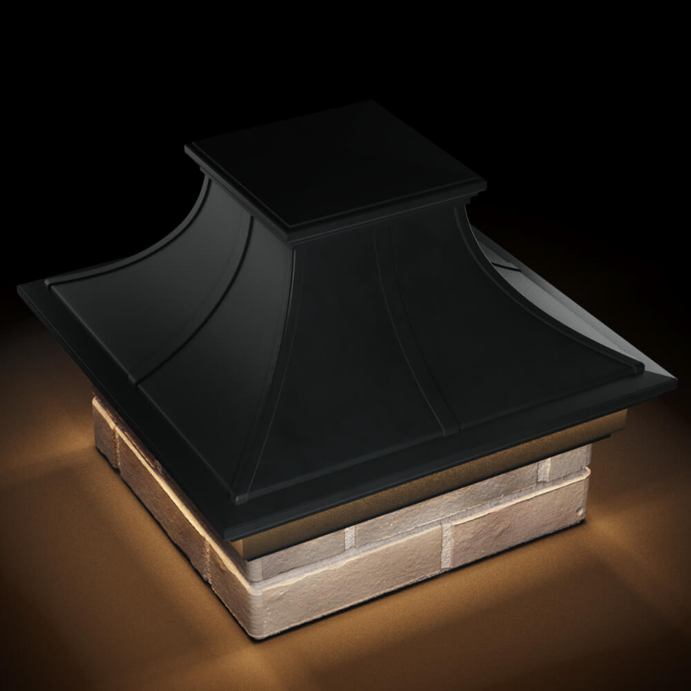 Колпак Zking Монблан Премиум Черный на столб 1.5х1.5 кирпича (385х385мм) с подсветкой в Светлограде фото