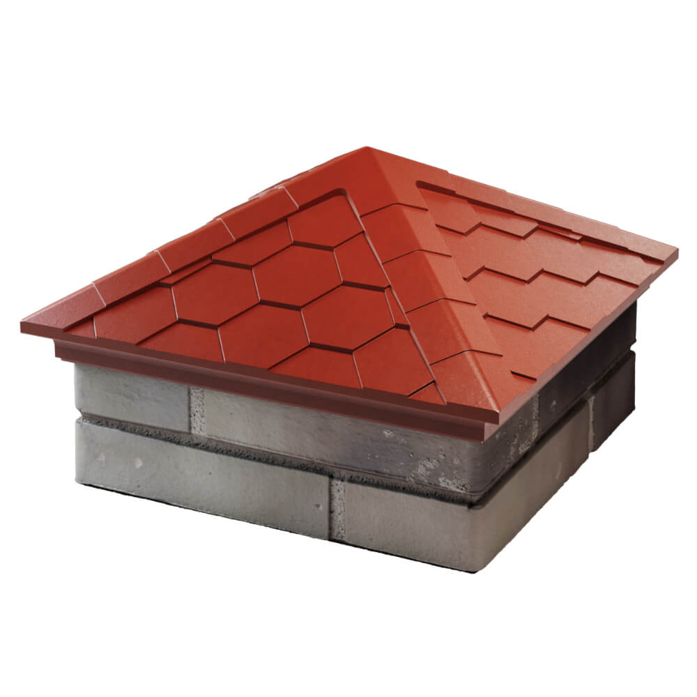 Колпак Zking Эверест Красный на столб 1.5х1.5 кирпича (390х390мм) в Светлограде фото