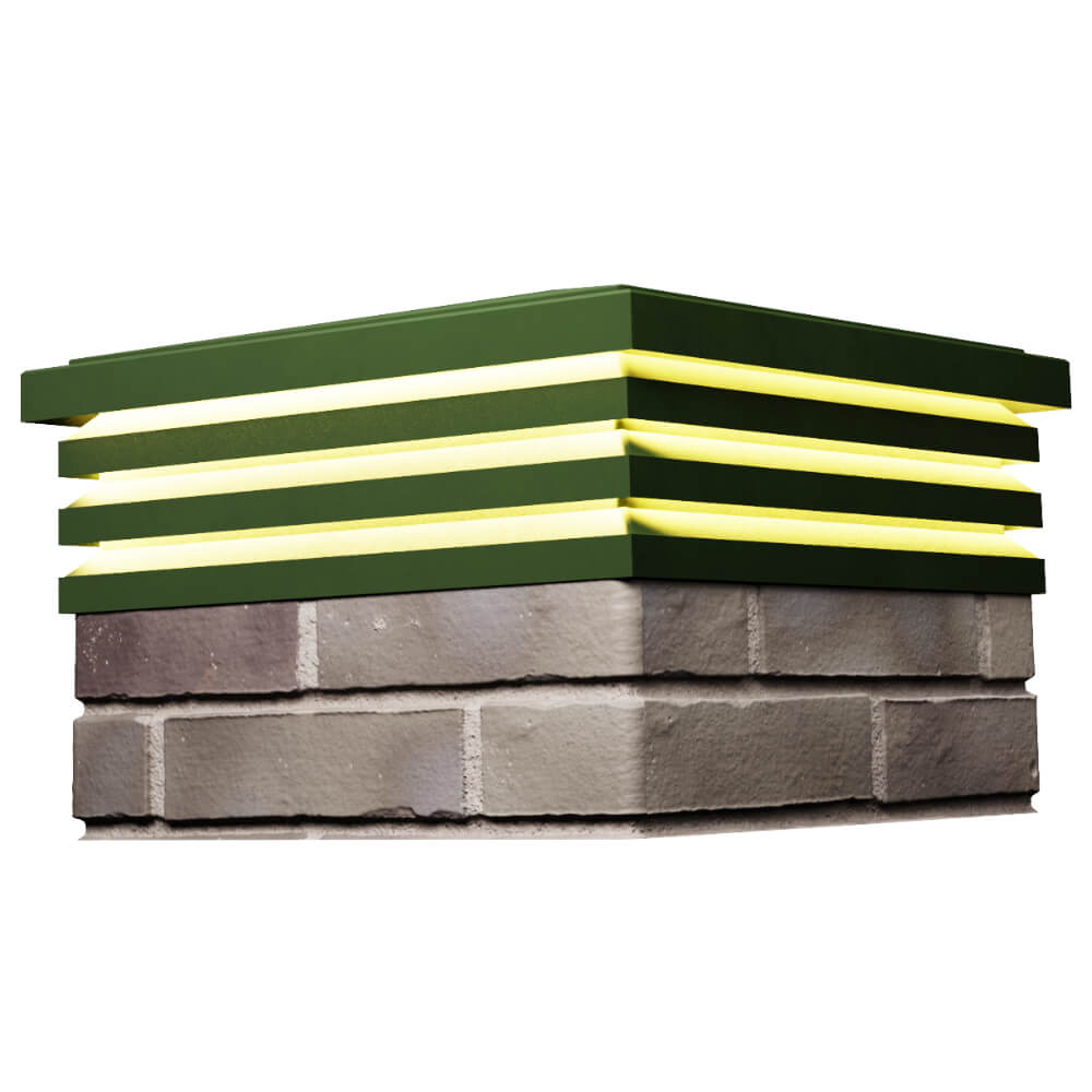 Колпак Zking Бона ХайТек Зеленый на столб 1.5х1.5 кирпича (385х385мм) с подсветкой в Светлограде фото