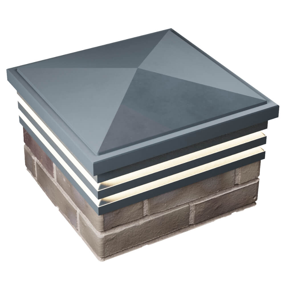 Колпак Zking Бона ХайТек Серый на столб 1.5х1.5 кирпича (385х385мм) с подсветкой в Светлограде фото