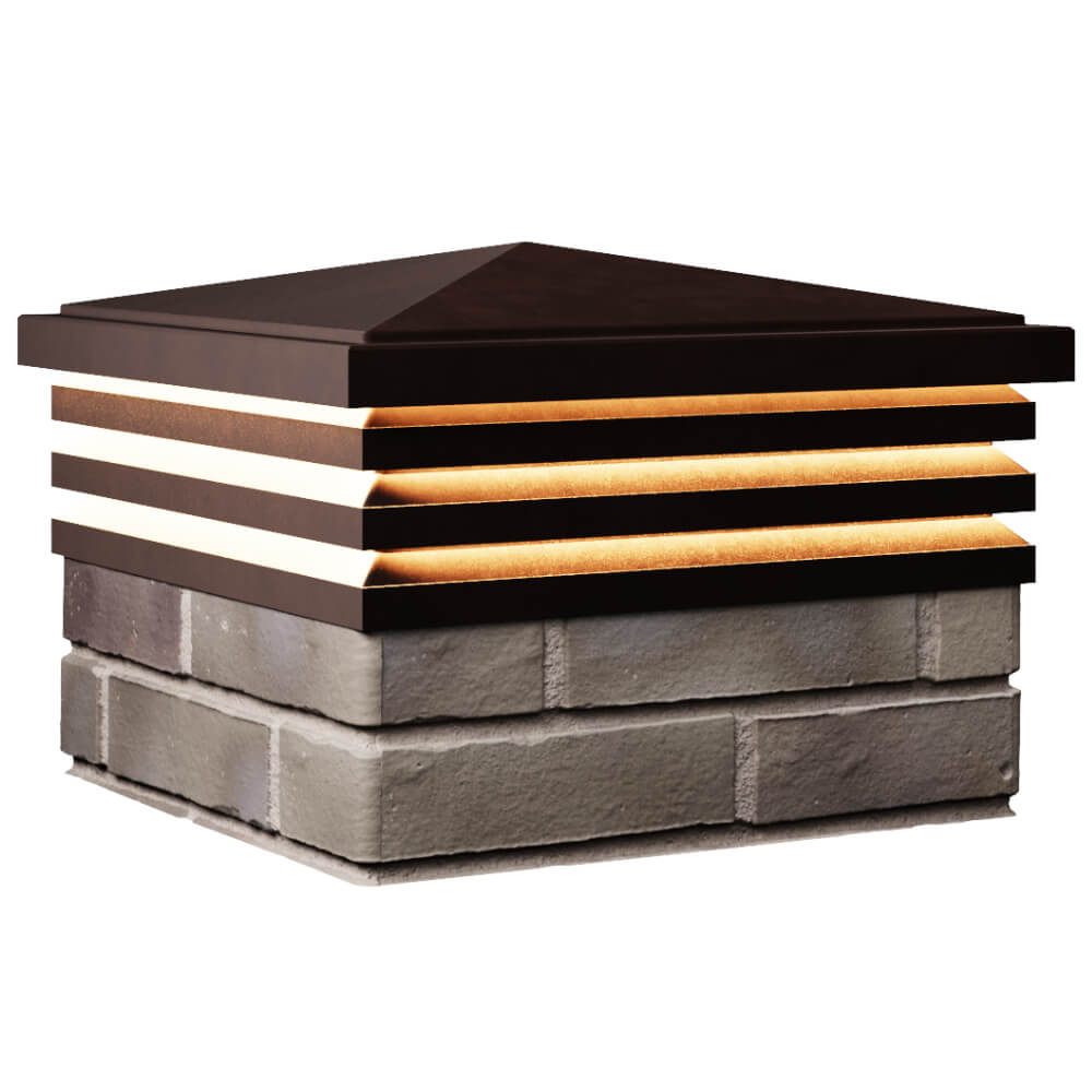 Колпак Zking Бона ХайТек Коричневый на столб 1.5х1.5 кирпича (385х385мм) с подсветкой в Светлограде фото