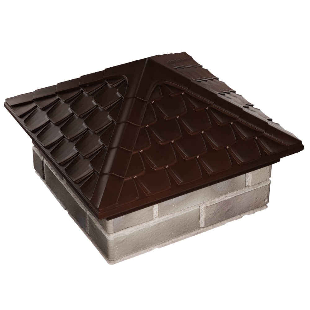 Колпак Zking Эльбрус Коричневый на столб 1.5х1.5 кирпича (385х385мм) в Светлограде фото