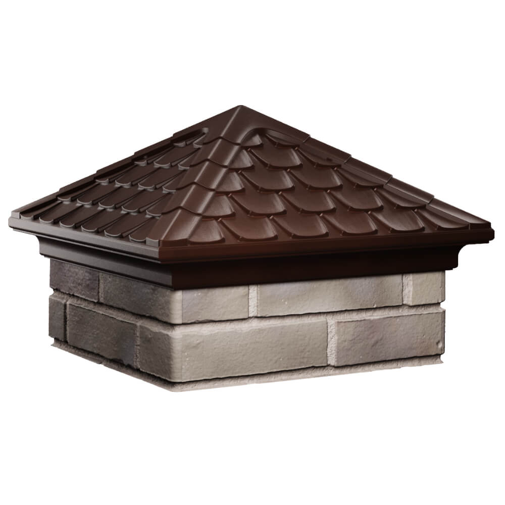 Колпак Zking Эльбрус Коричневый на столб 1.5х1.5 кирпича (385х385мм) в Светлограде фото