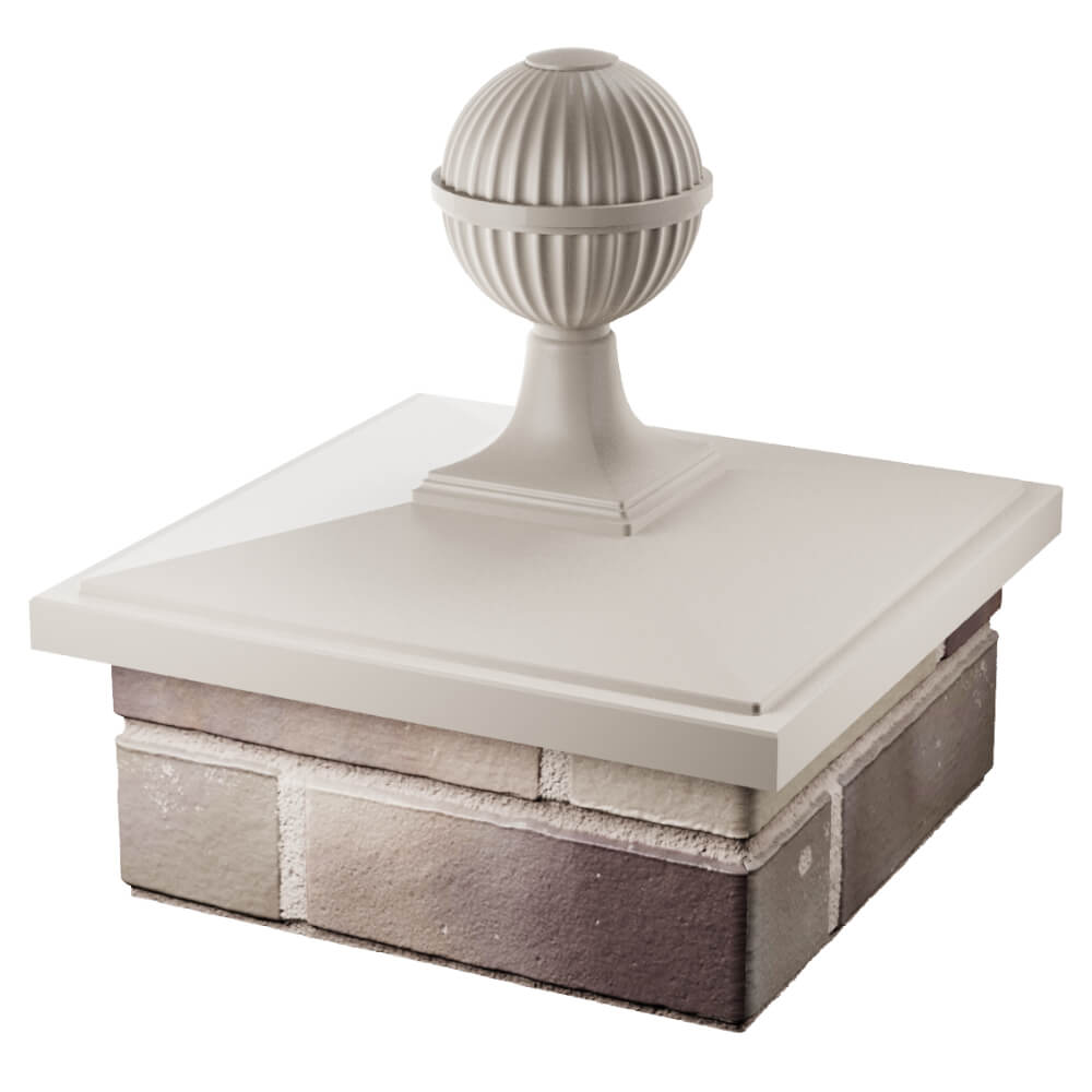 Колпак Zking БонаМоно Бежевый с шаром на столб 1.5х1.5 кирпича (385х385, 400х400мм) в сборе в Светлограде фото