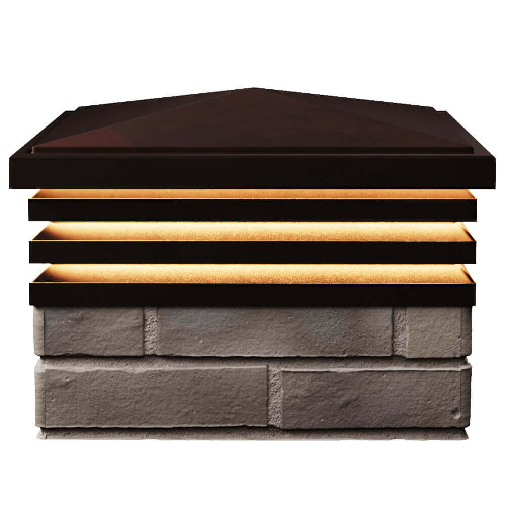 Колпак Zking Бона ХайТек Коричневый на столб 1.5х1.5 кирпича (385х385мм) с подсветкой в Светлограде фото